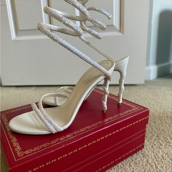 Rene Caovilla Silver and White Spiral Heels - Picture 3 of 4